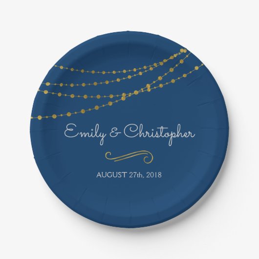Teller von Navy Blue und Gold Foil String Lights (Vorderseite)