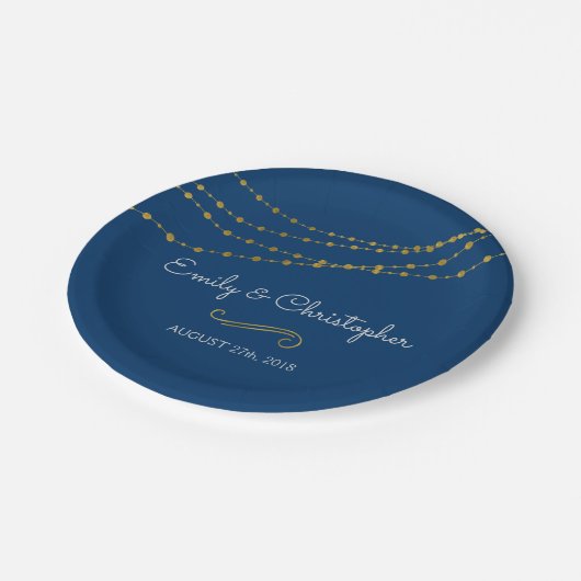 Teller von Navy Blue und Gold Foil String Lights (Schrägansicht)