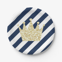 Teller von Navy und Gold Prince Crown Party