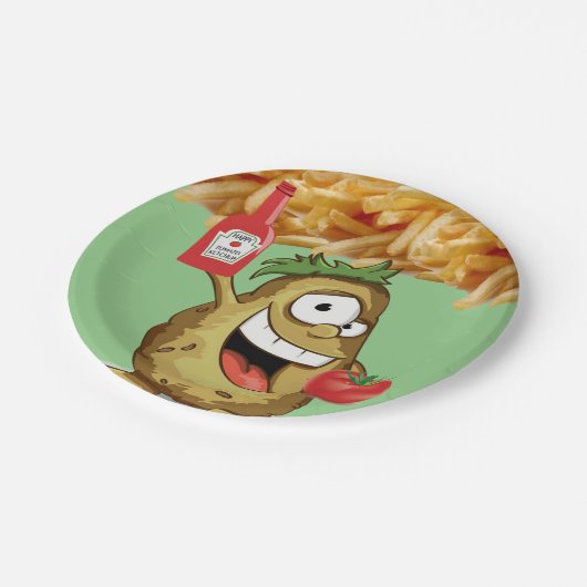 Teller von Paper, Potato French Fries Ketchup Gree (Schrägansicht)