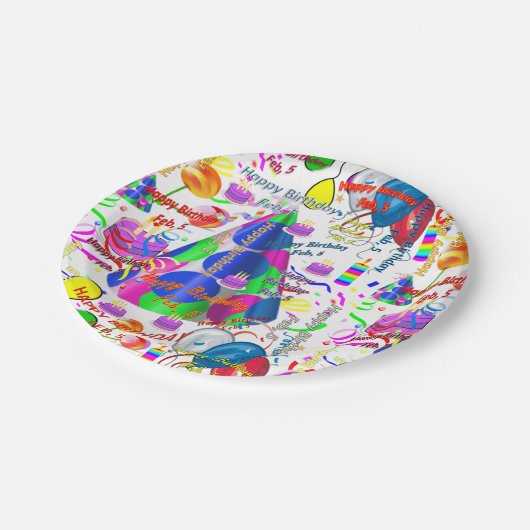 Teller von Papier, Februar, 5 Geburtstag (Schrägansicht)