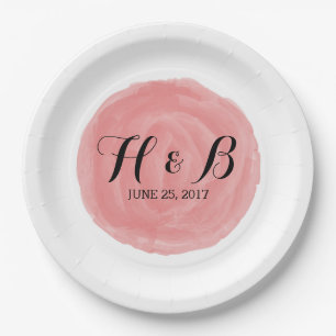 Teller von Red Round Watercolor Hochzeitspapieren