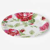 Teller von rote Rose- und Weißdruckpapier (Schrägansicht)