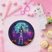 Teller von Skelettpapier tricken oder behandeln (Party)