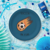 TELLER von SOCCER "On Fire"-Papier. (Party)
