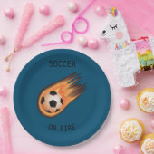 TELLER von SOCCER "On Fire"-Papier. (Party)