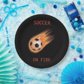 TELLER von SOCCER "On Fire"-Papier. (Party)