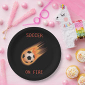 TELLER von SOCCER "On Fire"-Papier. (Party)
