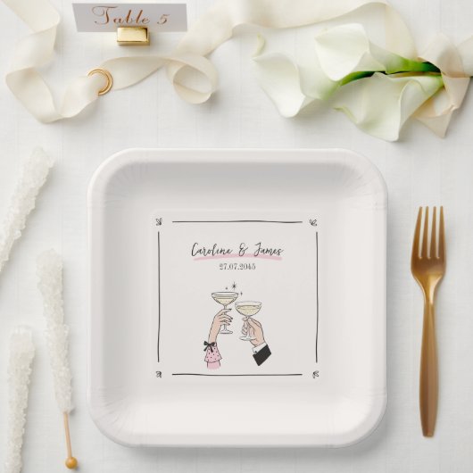 Teller von Toastpapier für Whimsical Champagner - (Hochzeit)