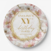 Teller von zauberhaften rosafarbenen Blumenblätter (Vorderseite)