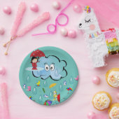 Teller, Wolkenpinguin, Roter Schirm Pappteller (Party)