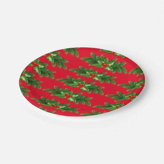Teller zu Weihnachtskiefern und Berries (Schrägansicht)