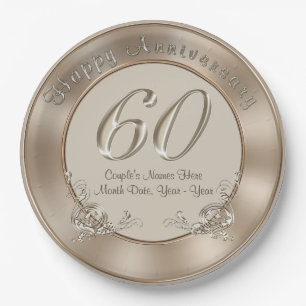 Teller zum 60. Hochzeitstag mit NAMEN und DATUM