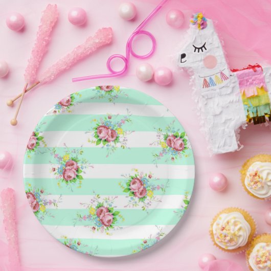 Teller zum Abendessen mit Pink und Grün (Party)