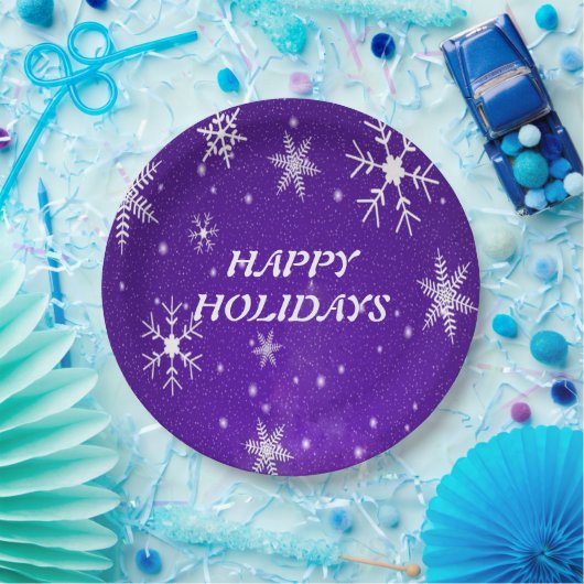 Teller zum Blue-Lila Backgrd Paper mit weißen Schn (Party)