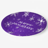 Teller zum Blue-Lila Backgrd Paper mit weißen Schn (Schrägansicht)