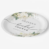 Teller zum Blumenpapier von White Roses Brautparty (Schrägansicht)