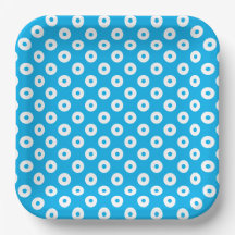 Teller zum einfachen blau-weißen Polka-Dots-Papier