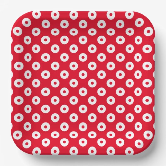 Teller zum einfachen Rot-Weiß-Polka-Dots-Papier (Vorderseite)