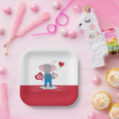 Teller zum Elefantenpapier aus niedlichem Rot und (Party)