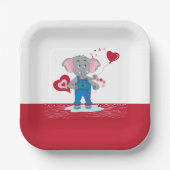 Teller zum Elefantenpapier aus niedlichem Rot und  (Vorderseite)