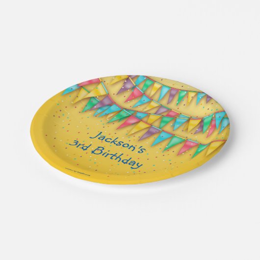 Teller zum Geburtstag, bunte Jagd (Schrägansicht)