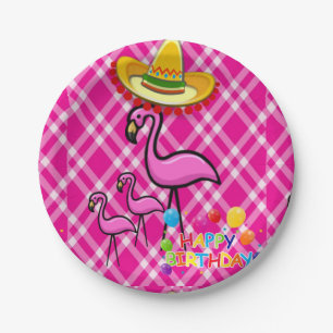 Teller zum Geburtstag, Flamingo