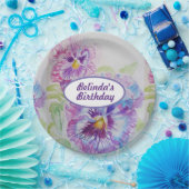 Teller zum Geburtstag mit lila Stiefmütterchen-Blu (Party)
