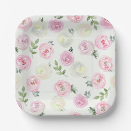 Teller zum Geburtstag oder Hochzeit in Aquarellfar