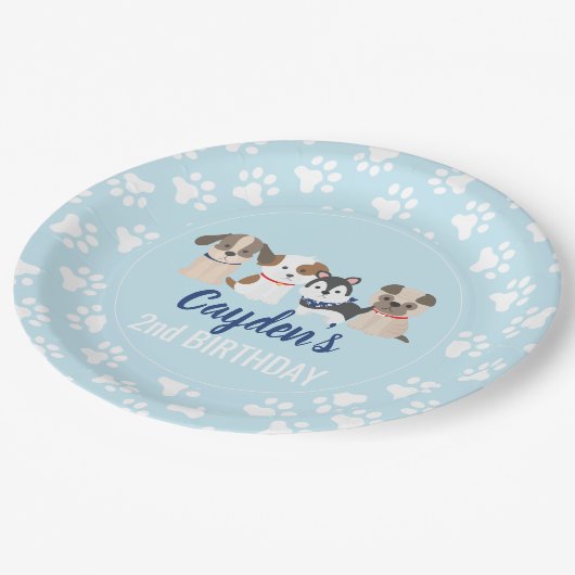 Teller zum Geburtstag von Welpen (Schrägansicht)