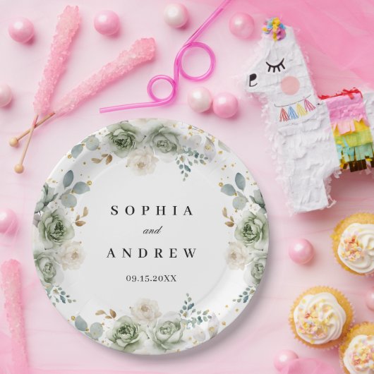 Teller zum Hochzeitsbuch auf den Seiten Grün und W (Party)