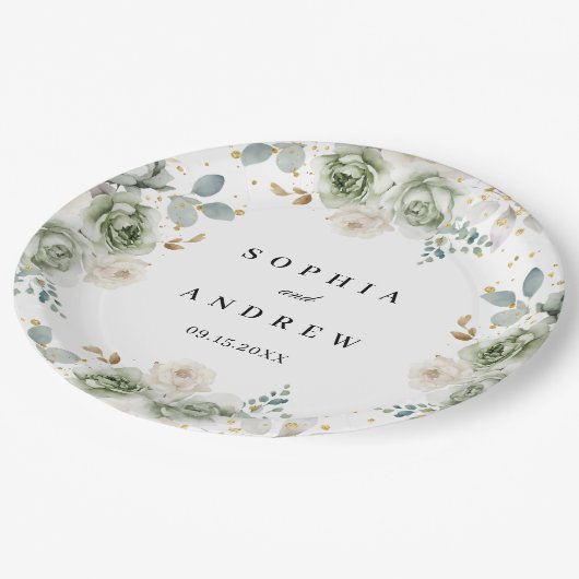 Teller zum Hochzeitsbuch auf den Seiten Grün und W (Schrägansicht)