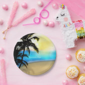 Teller zum Hochzeitsfeiern am Strand und in Palmen (Party)