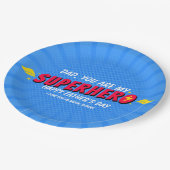 Teller zum niedlichen Comic Superherd Fathers Day (Schrägansicht)