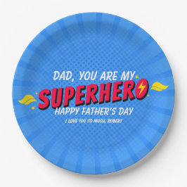 Teller zum niedlichen Comic Superherd Fathers Day