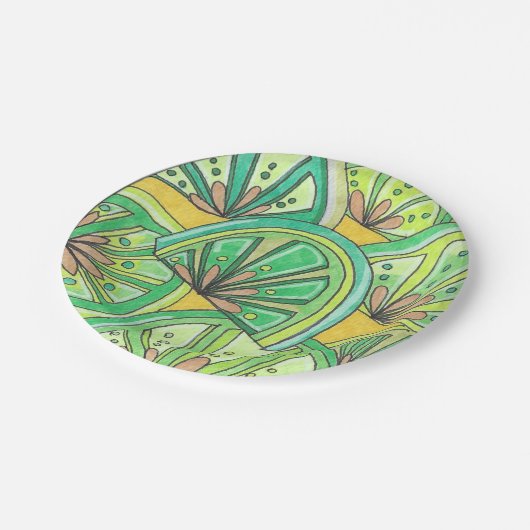 Teller zum Party von grünem Kalk (Schrägansicht)