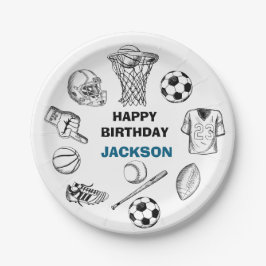 Teller zum Party von Sportgeräten