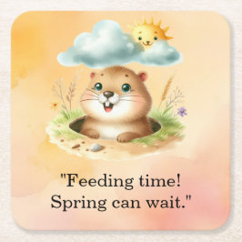 Teller zum Tagesthema "Groundhog" Rechteckiger Pappuntersetzer