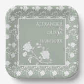 Teller zum Thema grüne Rose Polterabend (Vorderseite)