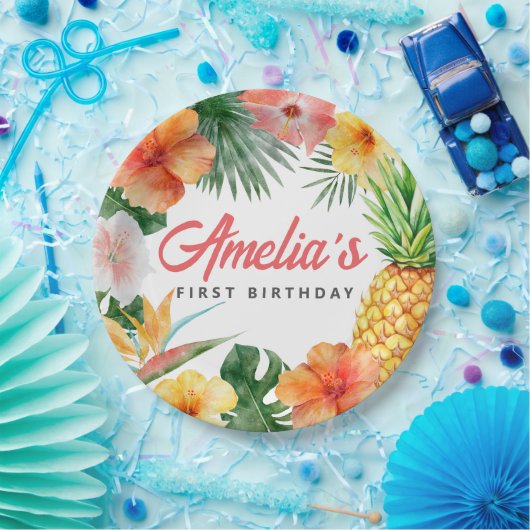 Teller zum Thema "Tropische Hawaiianische Geburtst (Party)