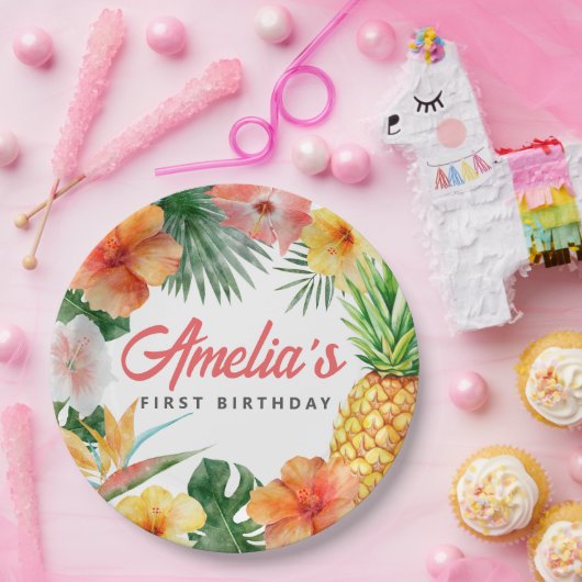 Teller zum Thema "Tropische Hawaiianische Geburtst (Party)