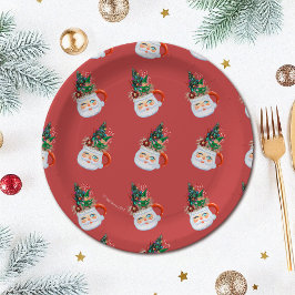 Teller zum Vintagen Santa Tasse