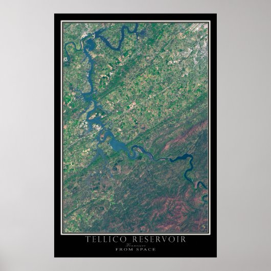 Tellico Lake Tennessee Satellite Poster Karte (Vorne)