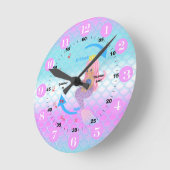 Telling Time Mermaid Clock Runde Wanduhr (Winkel)