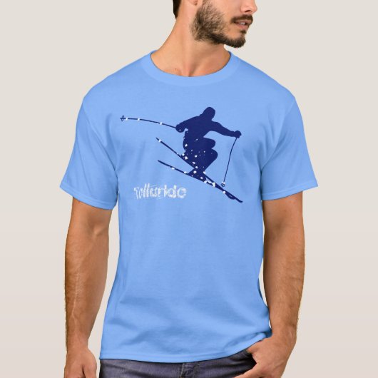 Tellurid-blauer Schnee-Ski T-Shirt (Vorderseite)