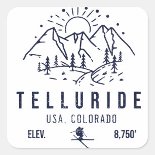 Telluride Colorado Berge Minimalistisch Vintag Quadratischer Aufkleber