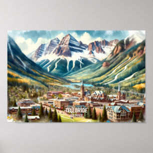 Telluride Colorado Berühmte Sehenswürdigkeiten Aqu Poster
