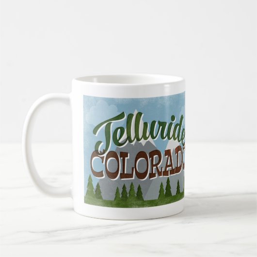 Telluride Colorado Fun Retro Snowy Mountains Kaffeetasse (Links)