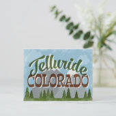 Telluride Colorado Fun Retro Snowy Mountains Postkarte (Stehend Vorderseite)