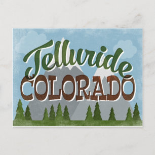 Telluride Colorado Fun Retro Snowy Mountains Postkarte
